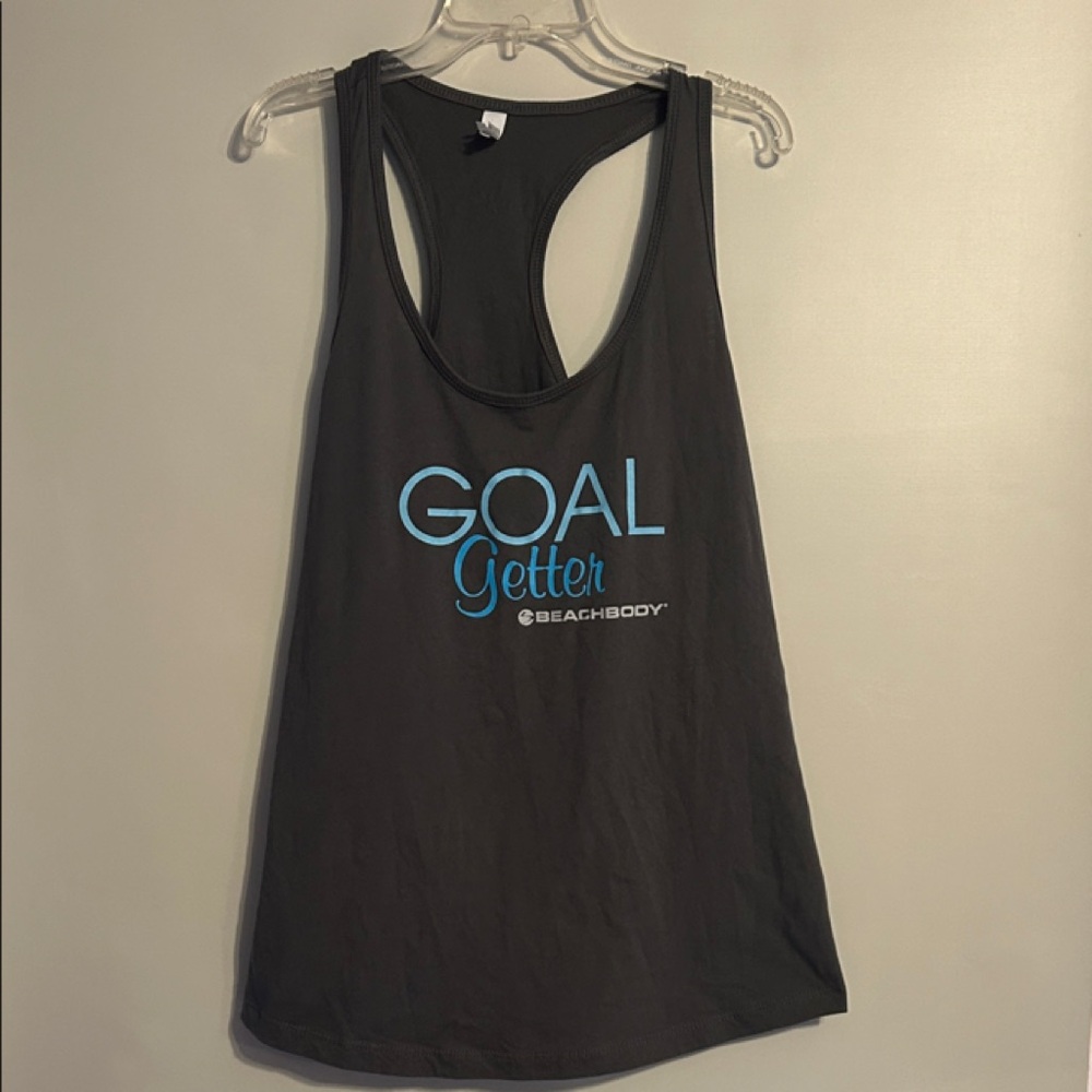 Beachbody Charcoal Tank with Aqua Print GOAL GETTER BeachBody sz XXL